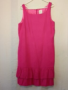 Sara Campbell Hot Pink Sleeveless Suni Dress Midi with Ruffled Hem,sz 16, NWOT